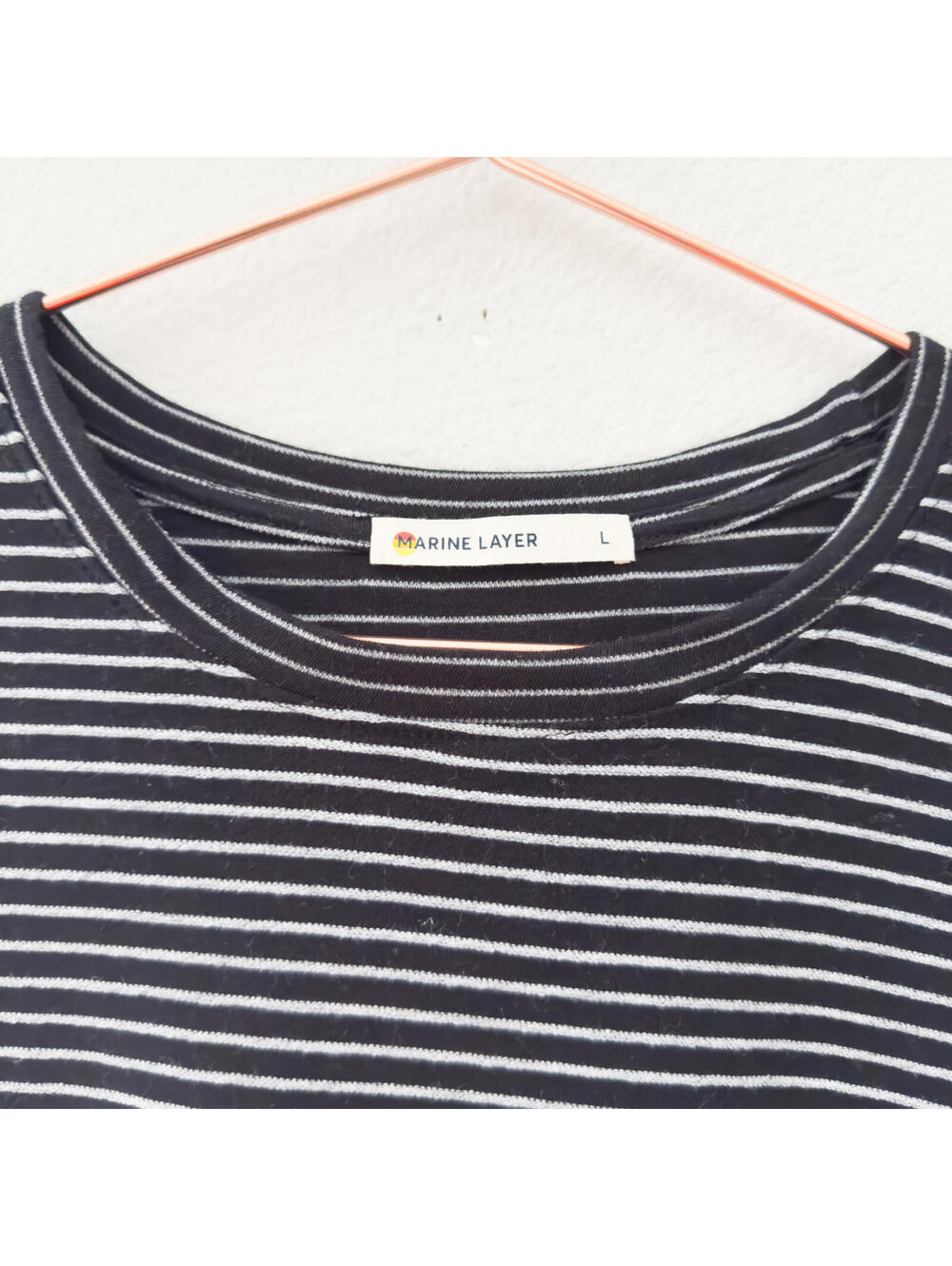Marine Layer Black Stripe Textured Cropped Tee Size Large - Picture 2 of 4